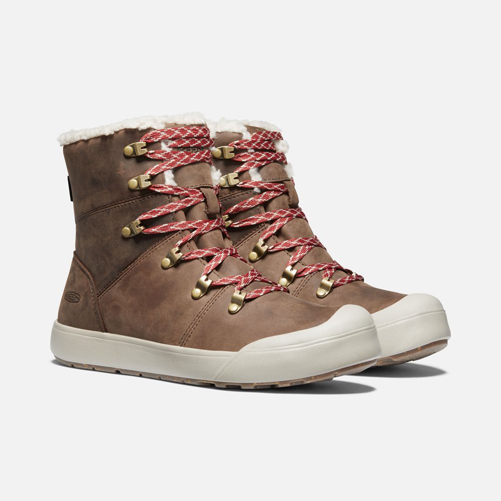 Botas de Zapatillas Keen Mexico Marrom - Mujer Elena Hiker Waterproof - XO4853210